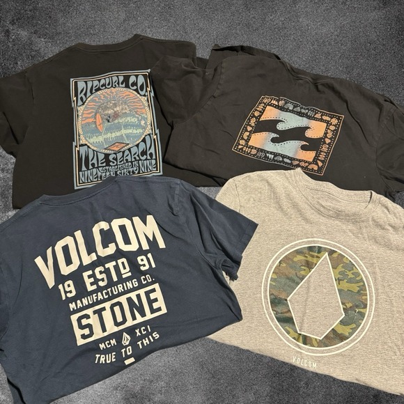 Surf Skate T Shirt Lot 6 Mens L Volcom Billabong Rip Curl Brixton Graphic Tees - Picture 2 of 4